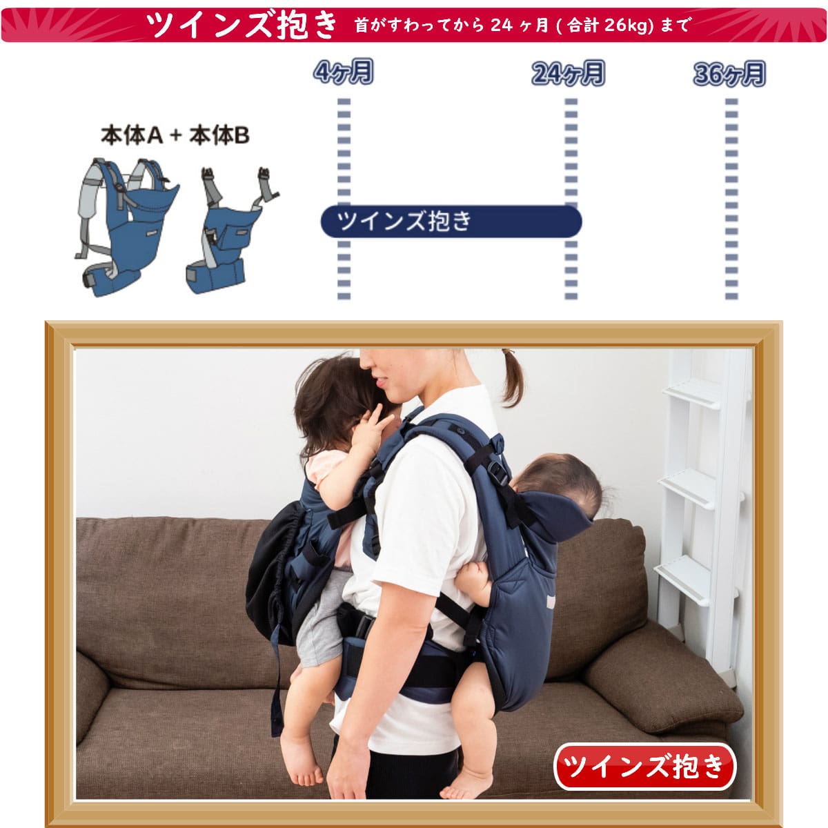 抱っこひも 双子用 抱っこ おんぶ 抱っこ紐 ベビー 赤ちゃん おでかけ ツインズキャリー コネクト