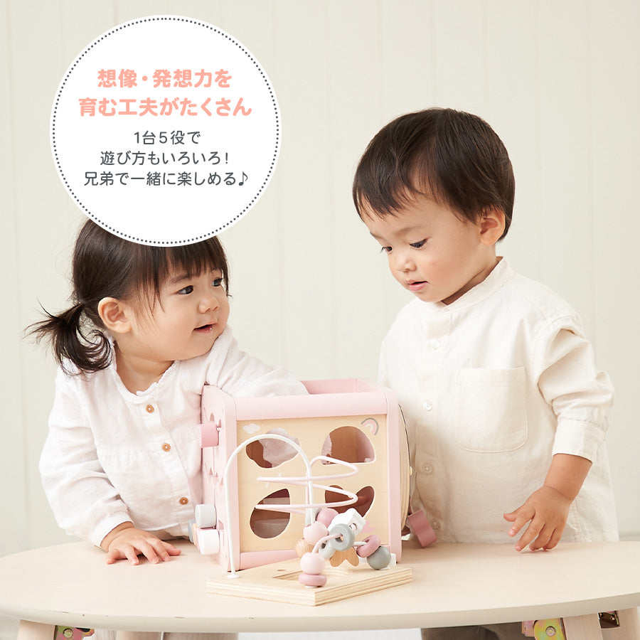 知育玩具 アクティビティキューブ 積み木 楽器 型はめ パズル 木のおもちゃ ルーピング ベビー 赤ちゃん labellabel