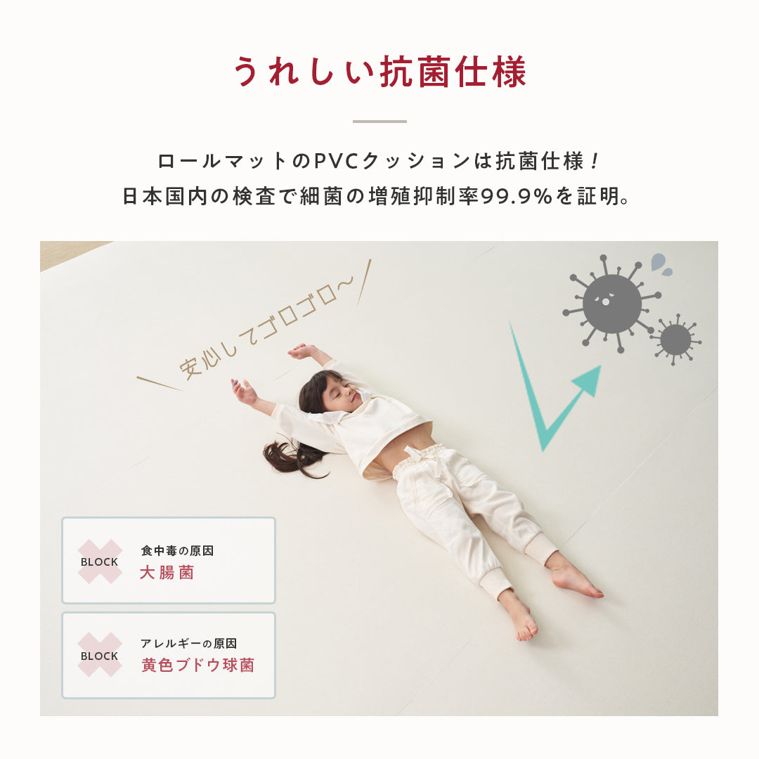 PVC ロールマット プレイマット 110×300cm フリーカット 床暖房対応 ジョイントマット popomi