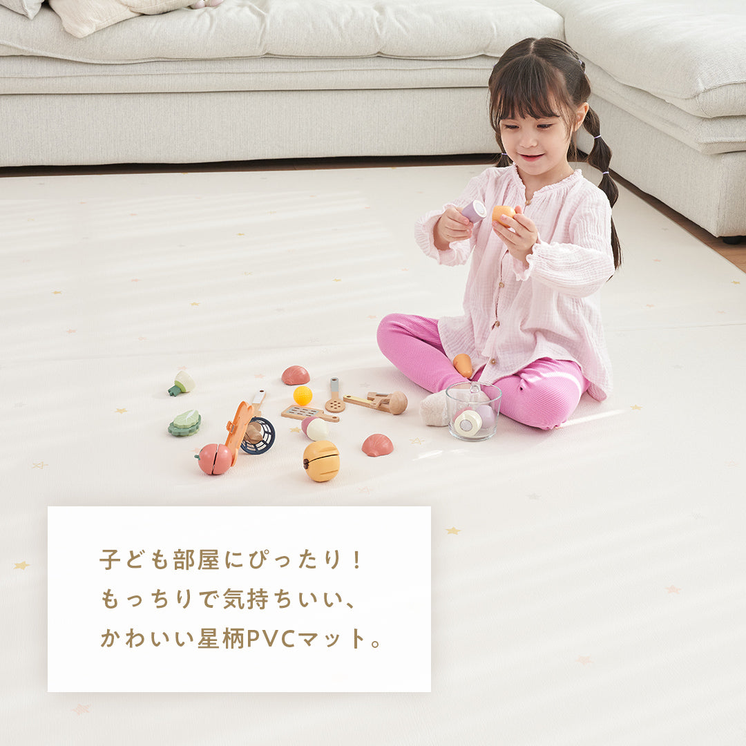 プレイマット 星柄 折りたたみ 140×180 ベビー ペット マット 床暖房対応 フロアマット popomi