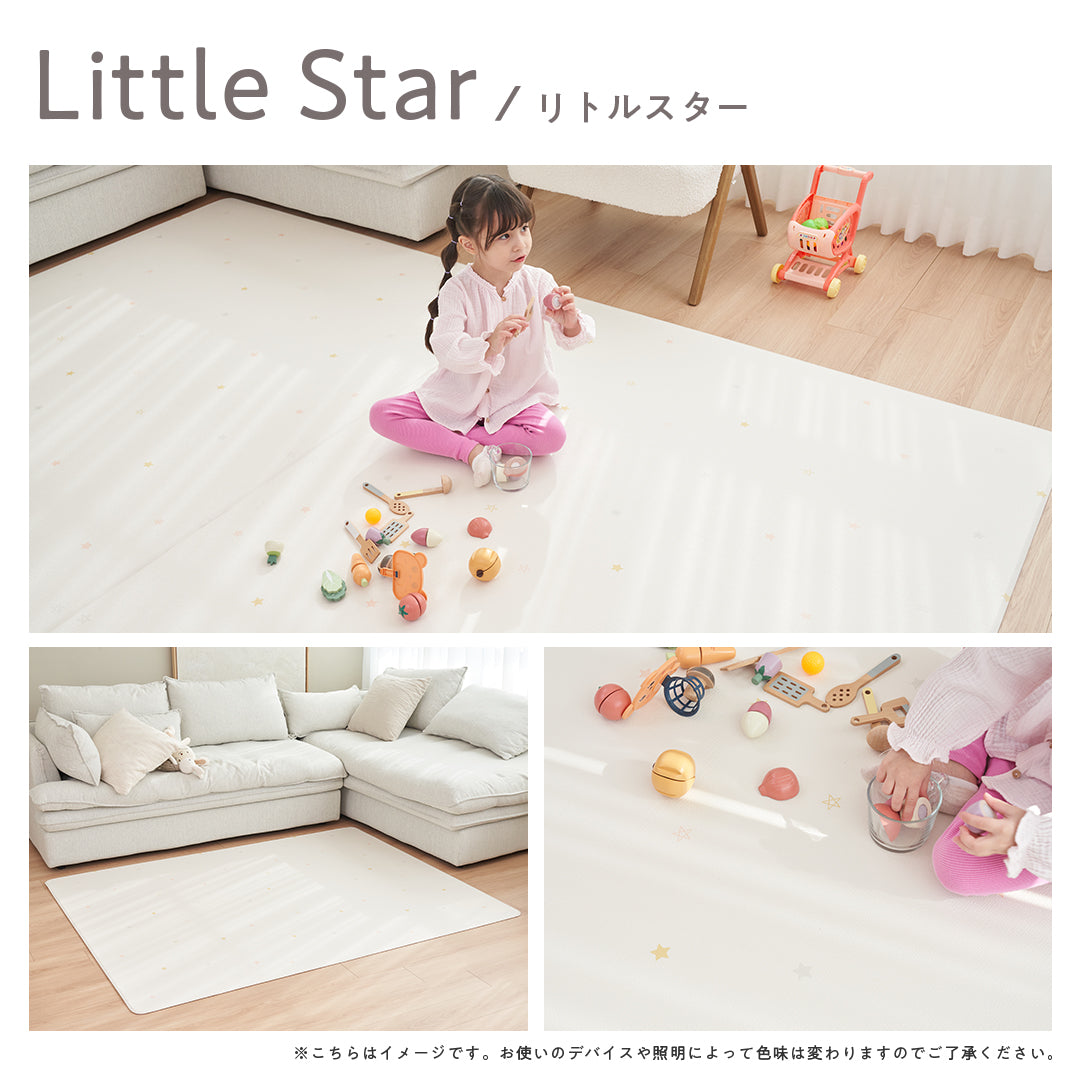 プレイマット 星柄 折りたたみ 140×180 ベビー ペット マット 床暖房対応 フロアマット popomi