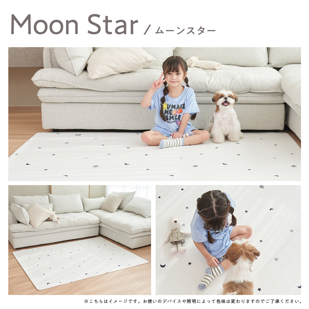 プレイマット 星柄 折りたたみ 140×180 ベビー ペット マット 床暖房対応 フロアマット popomi