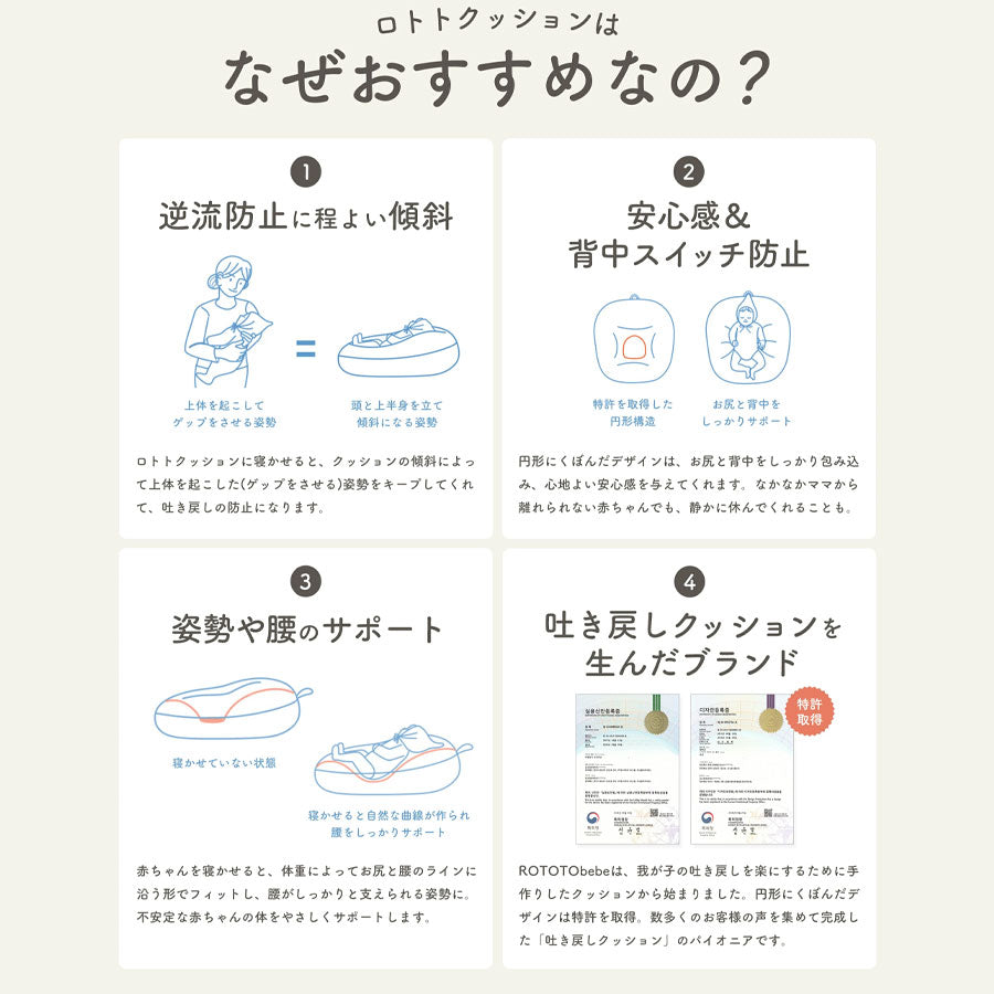 ROTOTObebe 正規品 ロトトクッション エア メッシュ 新生児 赤ちゃん ベッド ベビー クッション popomi