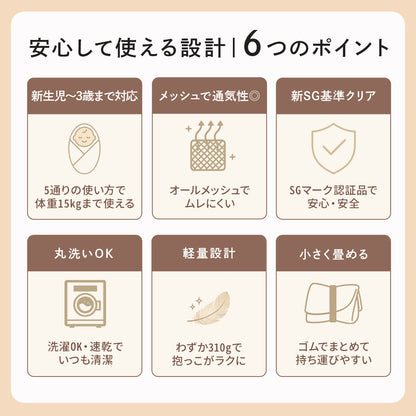 抱っこ紐 5way 赤ちゃん ベビー 対面抱き 前向き抱っこ おんぶ 出産準備 サンクマニエル エアリーフィット