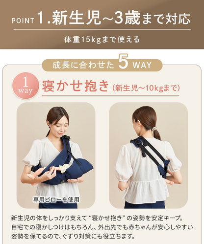 抱っこ紐 5way 赤ちゃん ベビー 対面抱き 前向き抱っこ おんぶ 出産準備 サンクマニエル エアリーフィット