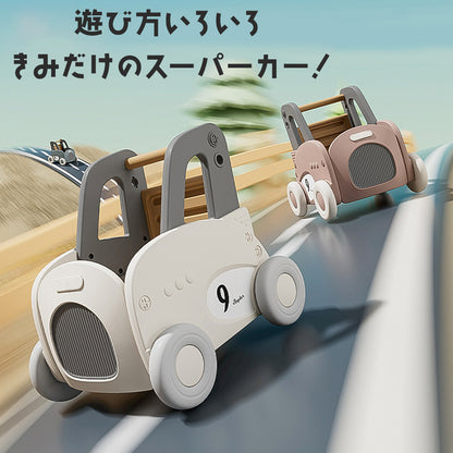 4Way クラシックカー 手押し車 プルトイ おもちゃ箱 乗用玩具 お片付け 足けり 知育 ベビーウォーカー 歩行器 つかまり立ち 室内遊具 屋外遊具 キャリー 男の子 女の子 レトロ かわいい おしゃれ 2歳 赤ちゃん のりもの 乗り物 子供 誕生日 出産祝い プレゼント ギフト