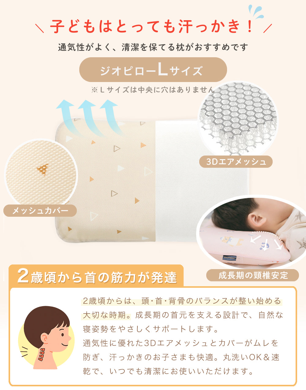 GIOpillow【公式】 ジオピロー 新生児 から使える 絶壁防止枕 ベビー枕