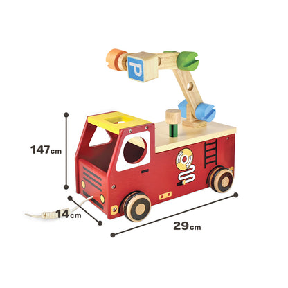 木製 アクティブ消防車 知育玩具 プルカー 木のおもちゃ 男の子 プレゼント