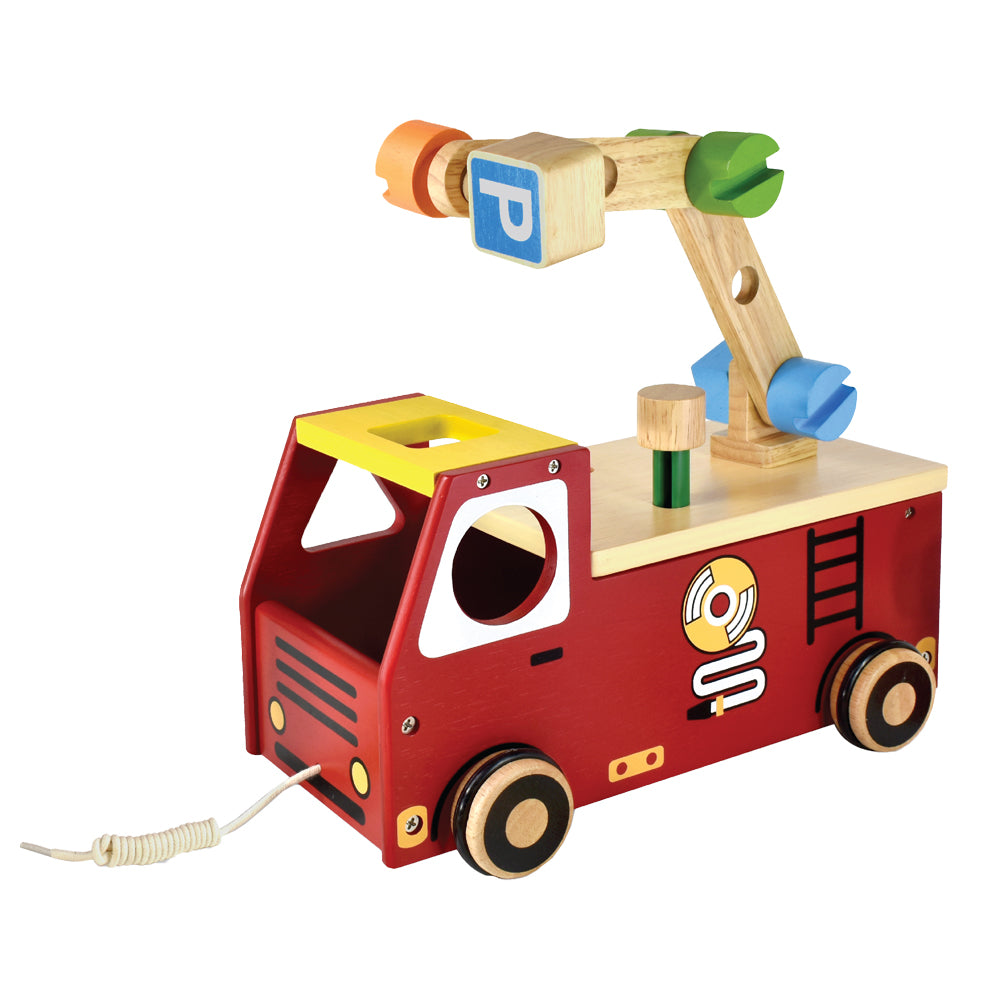 木製 アクティブ消防車 知育玩具 プルカー 木のおもちゃ 男の子