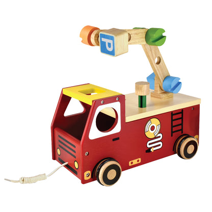 木製 アクティブ消防車 知育玩具 プルカー 木のおもちゃ 男の子 プレゼント