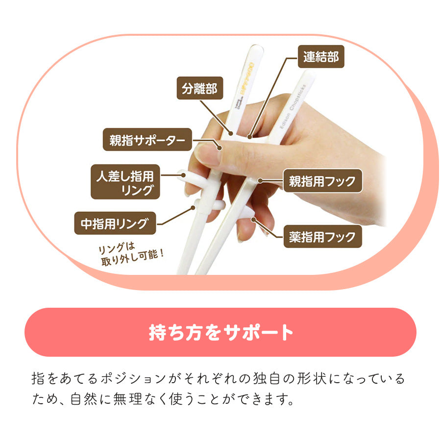 EDISON エジソンのお箸2 【入学後 ～ 手の小さい大人】 右手用 矯正箸 子ども用 大人用