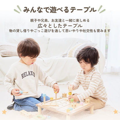 大工さんテーブル Edute 木製 知育玩具 工具セット おもちゃ 大工さんごっこ